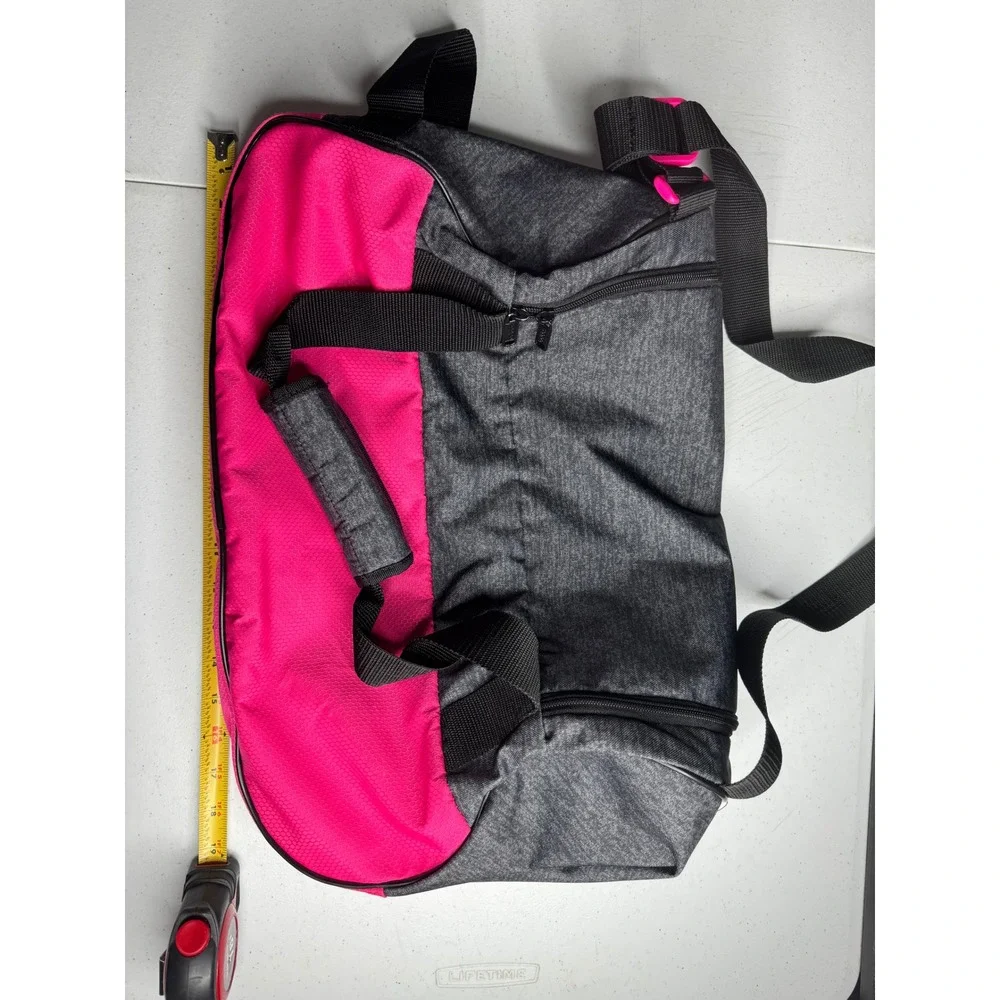Adidas Duffel Bag Pink Grey Heathered Gym Travel Shoulder Bag Large Logo